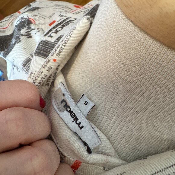 Miaou Printed Newspaper Patterns Jacket with western details cropped button down - Picture 5 of 5